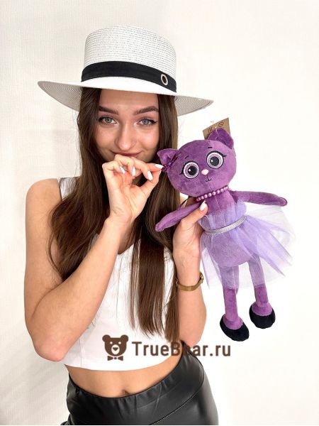 Мягкая игрушка Кошка "Чесси" фиолетовая 35 см