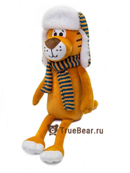 Тигр в шапке ушанке 45 см 