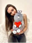 Мягкая игрушка Зайка "Боня" серый с сердечком 55 см 