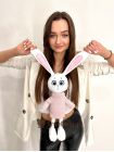 Мягкая игрушка Зайка "Мими" в розовом свитере 35 см